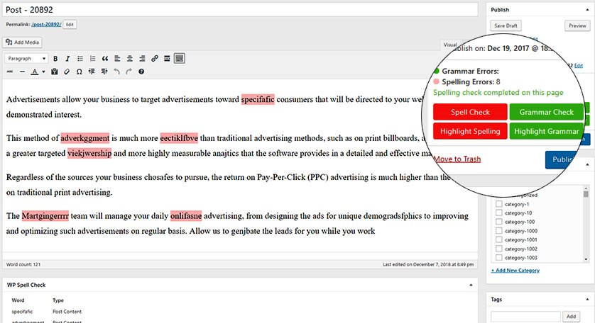 WordPress Spell Check Plugin for agency and web developers